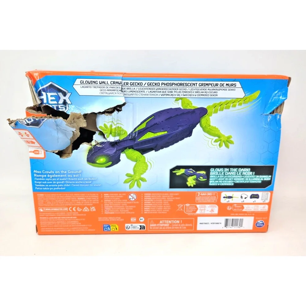 HEX BOTS Glow-in-The-Dark Gecko with Official Wall Climber Technology fast ship